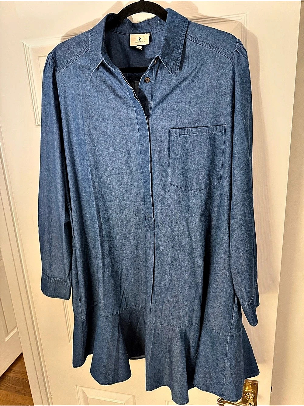 South Moon Under Blue Denim-Style Mini Dress